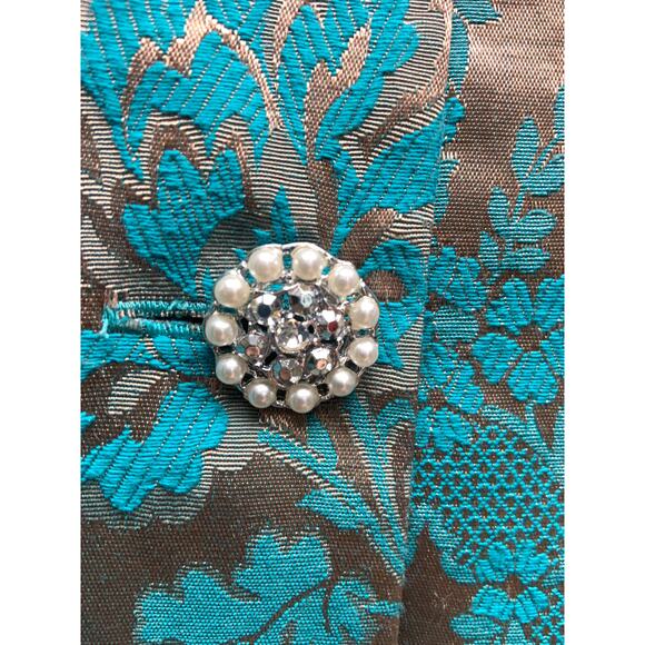 Vintage Nah Nah Collection Blue Embroidered Blazer Jacket Beaded Button Size 12 - Picture 4 of 8
